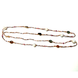Freshwater Pearl Multi Tourmaline Rough Gemstone Beaded <b>Statement</b> <b>Necklace</b> 925 Sterling Silver Handmade Jewelry Women's Party - Product Image 4