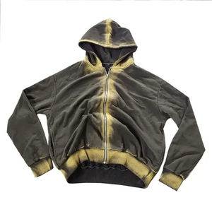 Conjunto Deportivo Unisex con Capucha y Cierre de Cremallera Completa, Estilo Holgado, Color Degradado, Ropa Casual Urbana para Otoño - Product Image 3