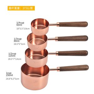 Tazas Medidoras de Cobre Puro de Lujo con Asas de Madera para el Hogar, Hotel, Repostería Profesional, Cocina, Proveedor Mayorista - Product Image 5