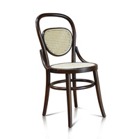 Chaise de salle à manger de style Thonet Hoffman moderne, couleur foncée, design en rotin, bois de teck, décoration d'intérieur, anniversaire