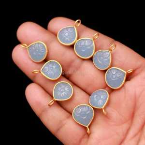 Natural Blue Chalcedony Flower Pendant 925 Sterling <b>Silver</b> Gemstone Pendant Hand Carved Heart Charm Chalcedony For Jewelry Makin - Product Image 2