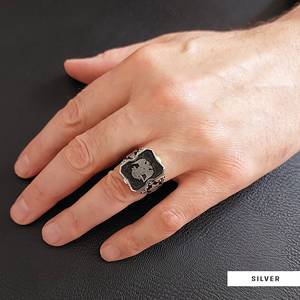 แหวนเมสัน BOJ รุ่น 048 แหวนสั่งทำพิเศษสำหรับทุกเพศ แหวนตราประทับฟรีเมสันแบบปรับแต่งได้ แหวนตราประทับมาสเตอร์เมสันเท็กซัส ฮิปฮอป สีเงิน ราคาประหยัด - Product Image 2