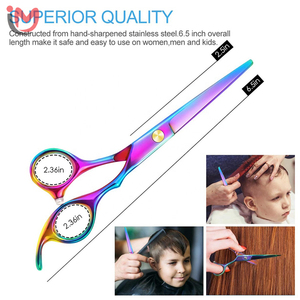 Ciseaux professionnels arc-en-ciel de 6 pouces en acier haute teneur en carbone, ensemble de ciseaux de coiffure pour barbiers et stylistes, service OEM - Product Image 3