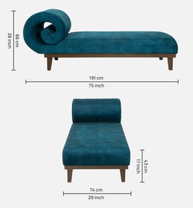 Chaise longue moderne en velours avec pieds coniques, design à dossier ouvert, style mid-century, mobilier de salon, siège confortable pour la sieste - Product Image 6