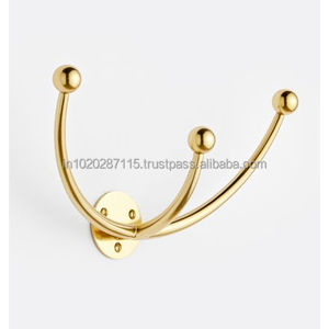 Strong and durable brass <b>wall</b> <b>hooks</b> in premium finished <b>for</b> <b>coat</b> hanging kitchen organization and stylish room accents - Product Image 3
