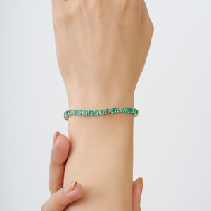 High Quality Classic 4 MM Round Cut 100% Genuine Emerald May Birthstone Fine Tennis <b>Bracelet</b> For Everyday Luxury Wear Jewelry - Product Image 4