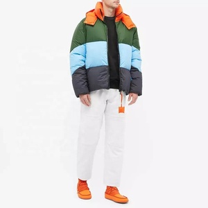 Veste d'hiver pour homme surdimensionnée en coton non tissé rembourré en laine avec impression de logo personnalisé, col montant, matelassée, à capuche, manches longues - Product Image 3