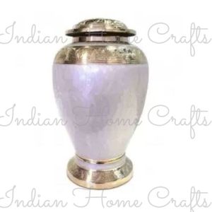 Portable Brass Cremation Urn <b>Keepsake</b> Memorial Urn Handmade Round Adult Pet <b>Ashes</b> Vase Purple Finish - Indian Home Crafts - Product Image 3
