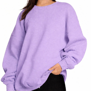 Women Long Knitted Printed Lined Polyester Cotton Eco Friendly Windproof Oversized Pullover Sweatshirt <b>Drop</b> Shoulder Sleeves - Product Image 2