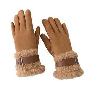 Women's <b>Sheepskin</b> Winter <b>Gloves</b> with Faux Fur Lining Thermal Wrist Length for Outdoor Use For <b>Men</b> - Product Image 1