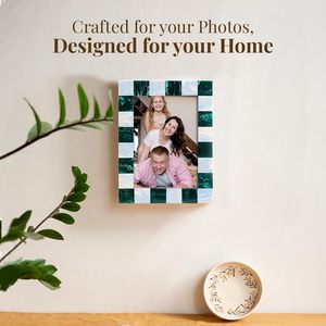 Marco de Fotos Elegante de Resina de Mármol, Marco de Fotos Único |   Decoración de pared moderna, regalo de cumpleaños estético, bosque, otoño, verde y colores pastel - Product Image 3