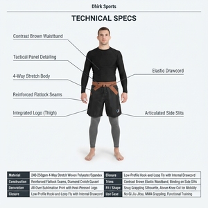 <b>Combat</b> Sports Martial Arts Apparel <b>Men's</b> Lightweight Polyester Spandex MMA Fight <b>Shorts</b> Custom Logo Black Brown Grappling <b>Shorts</b> - Product Image 5
