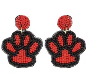 Boucles d'oreilles pendantes Kaimei Fashion Jewelry faites à la main, brodées de fleurs perlées, style coréen, géométriques, pour la fête de Noël - Product Image 3