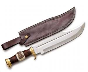Satin Stainless Steel Ornate Utility Craft <b>Tool</b> Stacked <b>Leather</b> Handle Executive Display Piece - Product Image 4
