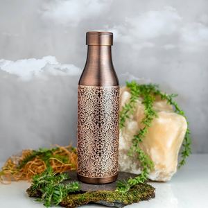 Luxury Engraved <b>Copper</b> Water <b>Bottle</b> | Designer <b>Copper</b> <b>Drinking</b> <b>Bottle</b> | Ayurvedic Leakproof <b>Copper</b> <b>Bottle</b> for Home Office Travel - Product Image 1