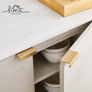 Modern Brushed Brass Edge Pull Cabinet Handle Solid Brass Finger Grip Drawer Pull <b>Wardrobe</b> Cupboard Kitchen Door <b>Hardware</b> - Product Image 4