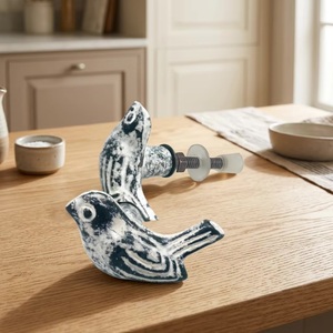 <b>Ceramic</b> Bird Cabinet <b>Knobs</b> Distressed White Blue Industrial Kitchen Drawer Pulls Novelty Shape Easy Installation Beads Art CK - Product Image 1
