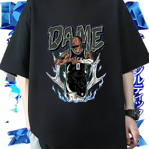 T-shirt imprimé pour homme en jersey épais, style rétro streetwear, coupe ample, effet délavé et texturé, vente directe fabricant - Product Image 2