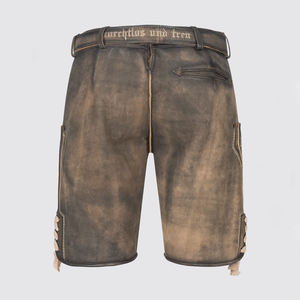 Shorts en cuir de haute qualité avec logo brodé, style streetwear, Lederhosen, shorts en cuir brodés avec poche - Product Image 6