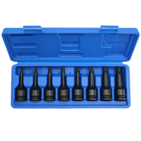 Nous fabriquons votre gamme de produits JS01347 : Jeu de douilles à chocs Torx 8 pièces en Cr-Mo de 1/2 pouce, fabriqué à Taïwan, OEM, garantie 3 ans, coffret soufflé.