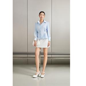 เสื้อเชิ้ตผู้หญิงทรงเข้ารูปสีฟ้าพาสเทล รุ่น BLUE DAWN แบรนด์ Vietnam Turn down Collar Office Chic Feminine Elegant รหัสสินค้า KA54 คุณภาพสูง ขายส่ง - Product Image 1