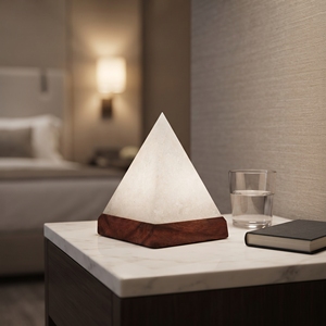 Lámpara Piramidal de Sal del Himalaya Blanca Premium, Lámpara de Cristal Natural Hecha a Mano para Dormitorio, Sala de Estar, Decoración del Hogar - Product Image 3