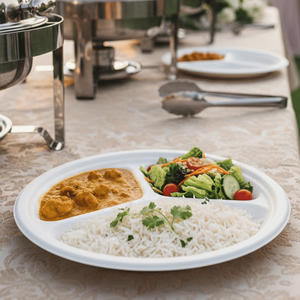 Plato Desechable de Bagazo de 9 Pulgadas con 3 Compartimentos |   Plato Ecológico de Caña de Azúcar |   Plato Thali Compostable |   Placa de Acero de Alta Resistencia - Product Image 6