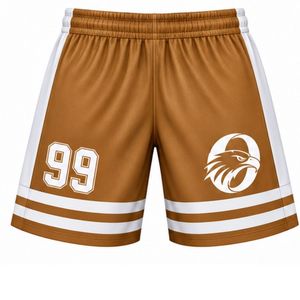 <b>Men</b> Light <b>Brown</b> Sublimated Ice Hockey <b>Shorts</b> Polyester Striped Sports <b>Shorts</b> Lightweight Athletic Team Uniform Competition - Product Image 1