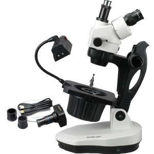 Microscope stéréoscopique trinoculaire numérique pour gemmologie, grossissement 3,5X-90X, double éclairage - Product Image 2