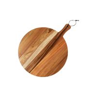 Rustieke ronde houten kaas- en broodbord - 1,3 cm dik, met messenhouder, vaatwasserbestendig, niet-toxisch