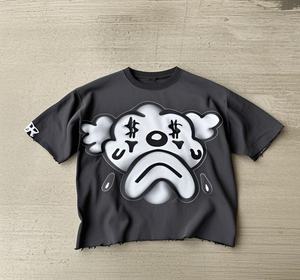 T-shirt court pour homme en jersey 100% coton épais 180g, coupe ample, col en V, imprimé, anti-boulochage, respirant, personnalisé et surdimensionné - Product Image 5