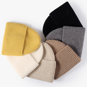 Bonnet unisexe en tricot côtelé 100 % acrylique, design décontracté à revers, couleur unie, pour adultes, taille 56-58 cm - Product Image 3