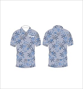 Polo Botánico Azul Personalizado, Transpirable y Ligero, Ropa Deportiva para Golf, Manga Corta, Sublimación, Diseño Floral - Product Image 1