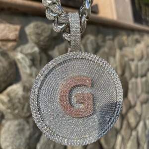 Custom Iced Out VVS Moissanite <b>Pendant</b> Hip Hop 925 <b>Silver</b> <b>Pendant</b> Personalized <b>Initial</b> Latter <b>Pendant</b> Rapper Bling <b>Pendant</b> - Product Image 5