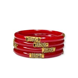 Juego de Brazaletes Minimalistas de Acrílico Rojo al por Mayor con Borde de Perlas Blancas y Baño de Oro, Modernos para Bodas y Fiestas, Precio al por Mayor - Product Image 2
