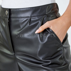 Shorts de Mujer Talla Grande, Verano 2022, Casuales, de Color Sólido, de Cuero Sintético, Cintura Alta, Ajustados, Sexys y Elegantes - Product Image 5