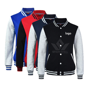 Veste de sport respirante personnalisée pour homme SPARKWELL INDUSTRY, bleu et blanc, manches unies, fermeture éclair sur le devant, style preppy, automne - Product Image 2