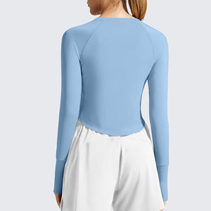 Top de Yoga para Mujer con Logotipo Personalizado, de Alta Calidad, Manga Larga, Transpirable, Suave, para Gimnasio y Fitness - Product Image 5