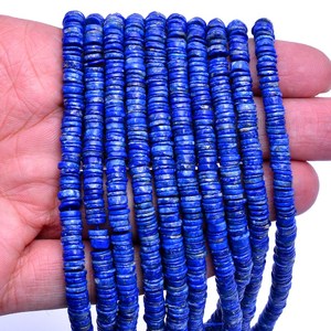 Lapis Lazuli 5mm-6mm Smooth Disc Heishi Beads Natural Blue Lapis Precious Gemstone Tyre Coin Rondelle <b>Spacer</b> Beads For Jewelry - Product Image 4