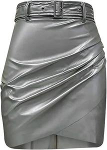 Nouvelle Arrivée : Jupes en Cuir Véritable de Mouton Fendues Taille Haute Effet Cache-Cœur pour Femme – Jupes en Cuir Personnalisables - Product Image 3