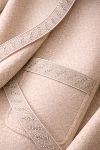 Cinta Jacquard de Lurex Dorado Blanco de 15 mm y 100% Poliéster |   Ribete Metálico con Puntos Tejidos Resistentes a la Contracción para Decoración de Prendas y Embalajes - Product Image 4