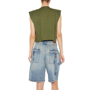 Nuevo Diseño de Invierno, Top Corto sin Mangas para Mujer, Tejido, Acolchado, Estilo Urbano, Transpirable, Liso, con Cierre Completo y Múltiples Bolsillos - Product Image 3