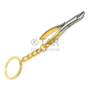 Porte-clés Pince à Dents Dorée – Mini Outil d'Extraction Dentaire – Cadeau pour Dentiste – Instrument Dentaire Portable – Accessoire Anneau de Clés - Product Image 1