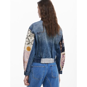 Wholesale Damage <b>Denim</b> <b>Jackets</b> Washed Blue Frayed <b>Cropped</b> <b>Denim</b> <b>Jacket</b> Long Sleeve <b>Denim</b> Women <b>Jacket</b> - Product Image 3