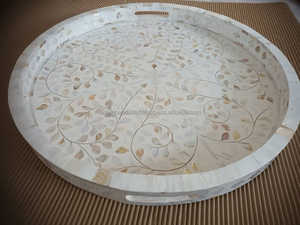 Plateau d'incrustation d'os en bois naturel fabriqué à la main assiette de service personnalisée de haute qualité pour les restaurants à la maison hôtels directement-classique - Product Image 3