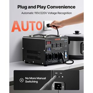 Convertitore Automatico Trasformatore di Potenza per Carichi Pesanti 6000VA da 110V a 220V/da 220V a 110V 3 Prese USA per Adattatori da Viaggio - Product Image 2