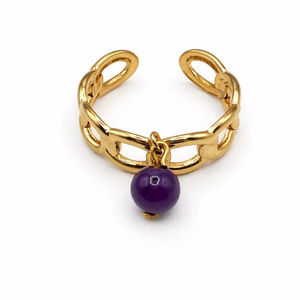 Anillo Ajustable de Amatista Natural, Plata de Ley 925, Estilo Art Deco, Regalo de Boda o Compromiso - Product Image 1