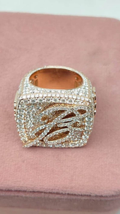 Bague Moissanite Iced Out motif feuille en or rose pavé, bague statement, bijoux de luxe hip-hop pour homme, cadeau audacieux et tendance, design chic - Product Image 5