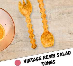 Servidores de Ensalada de Resina Ámbar Vintage de Alta Calidad |   Utensilios de Servir con Mango Texturizado - Product Image 5