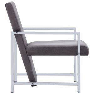 Sillón de Madera Contrachapada con Base Cromada y Tapizado en Terciopelo Gris Oscuro para Sala de Estar - Product Image 4